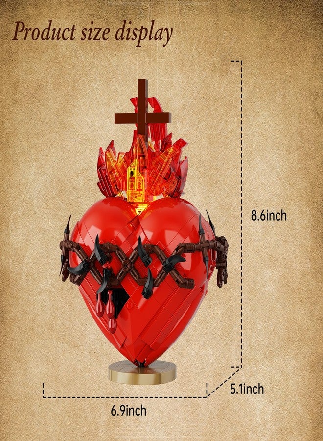 Vonado Jesus Heart Building Set,Sacred Heart Model Compatible with Lego,Bible Themed Christian Decorative Items,Religious Gift for Adults or Women(667 PCS) - Image 5